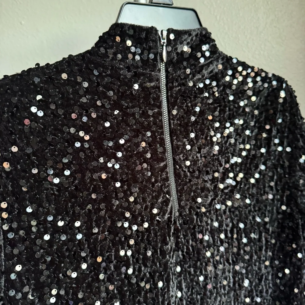 NWT J.McLaughlin Leeza Mini Black Sequin Shirt Dress Sz S - Picture 8 of 8